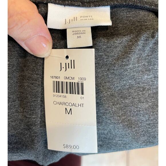J. Jill Ponte Slim Leg Charcoal Heather Casual Pants Size Medium NWT Stretchy - Picture 2 of 10